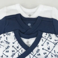 3-Pack Organic Cotton Long Sleeve Side-Snap Kimono Tops