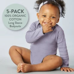 5-Pack Organic Cotton Long Sleeve Bodysuits