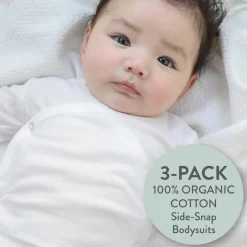 3-Pack Organic Cotton Long Sleeve Side-Snap Bodysuits