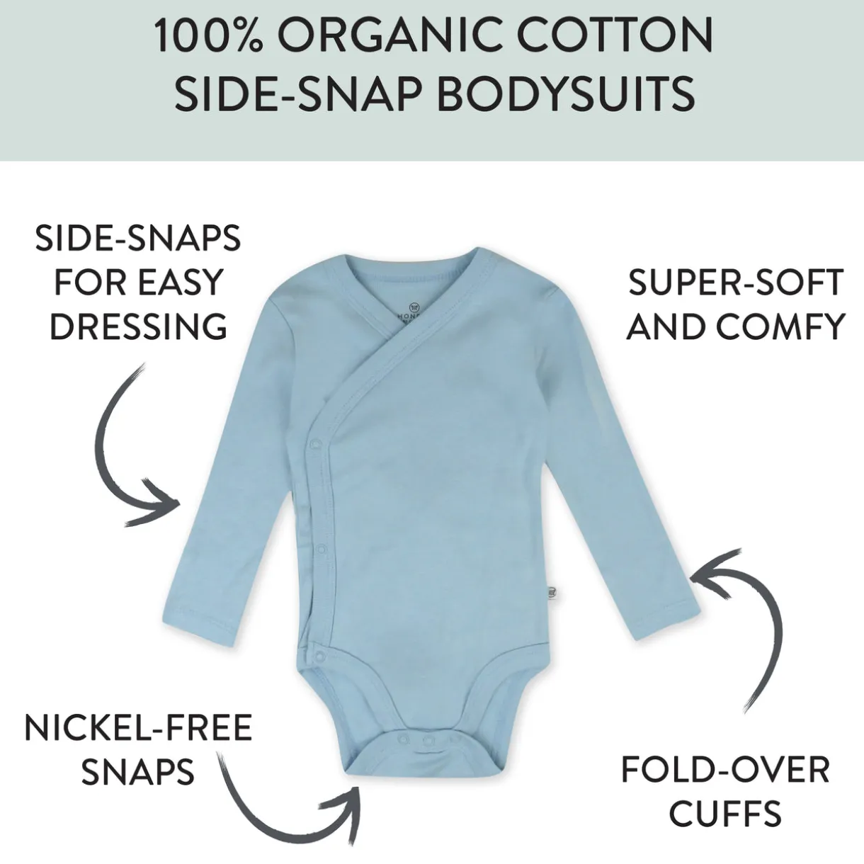 3-Pack Organic Cotton Long Sleeve Side-Snap Bodysuits