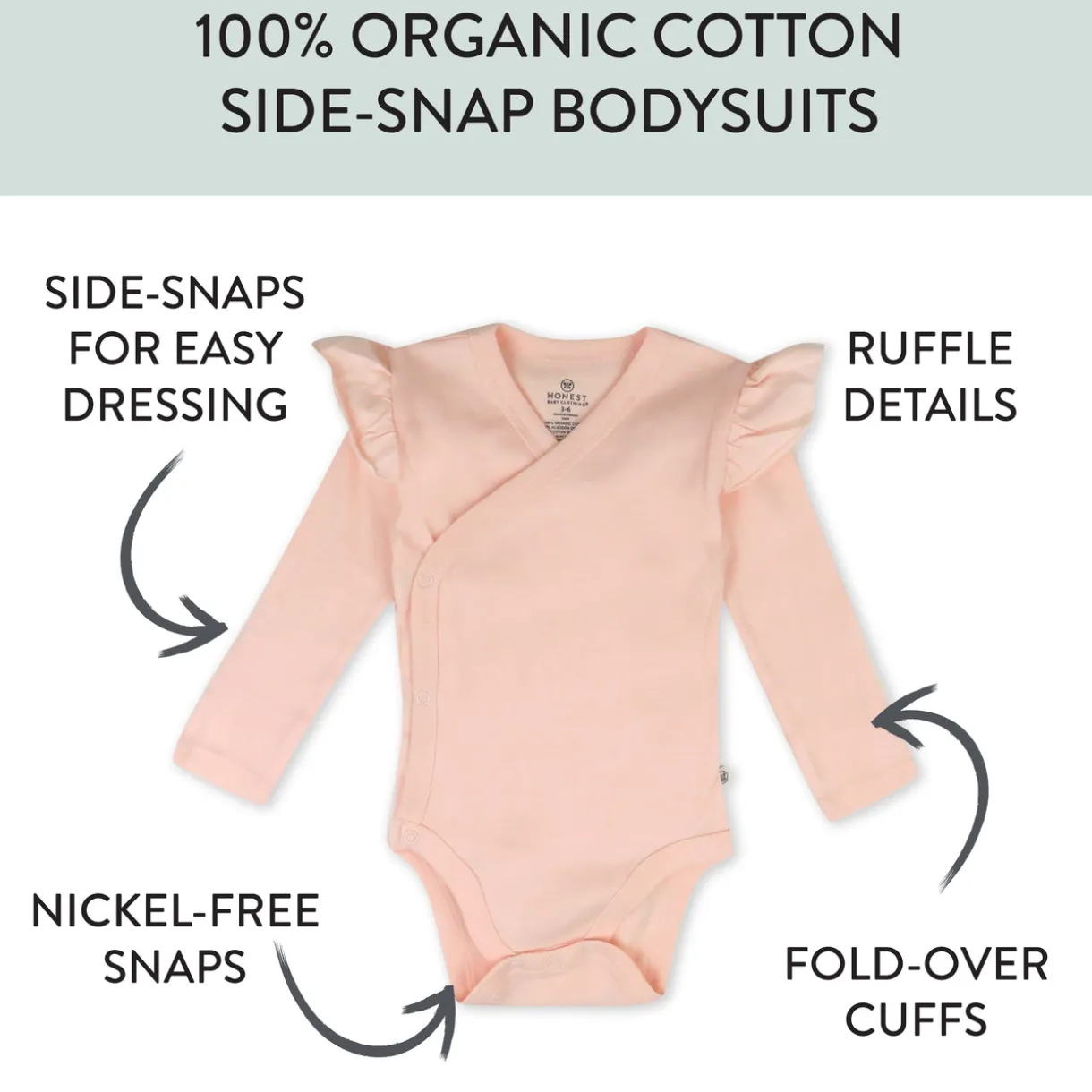 3-Pack Organic Cotton Long Sleeve Side-Snap Bodysuits