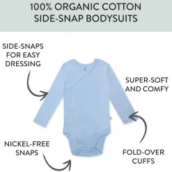3-Pack Organic Cotton Long Sleeve Side-Snap Bodysuits