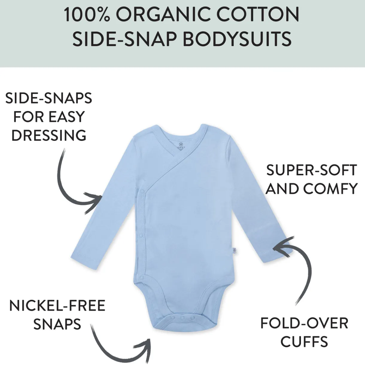 3-Pack Organic Cotton Long Sleeve Side-Snap Bodysuits