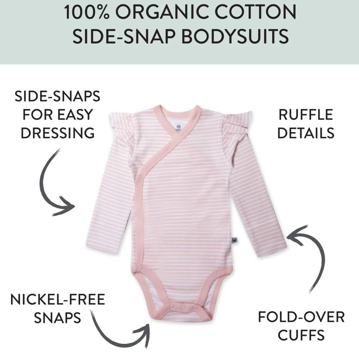 3-Pack Organic Cotton Long Sleeve Side-Snap Bodysuits