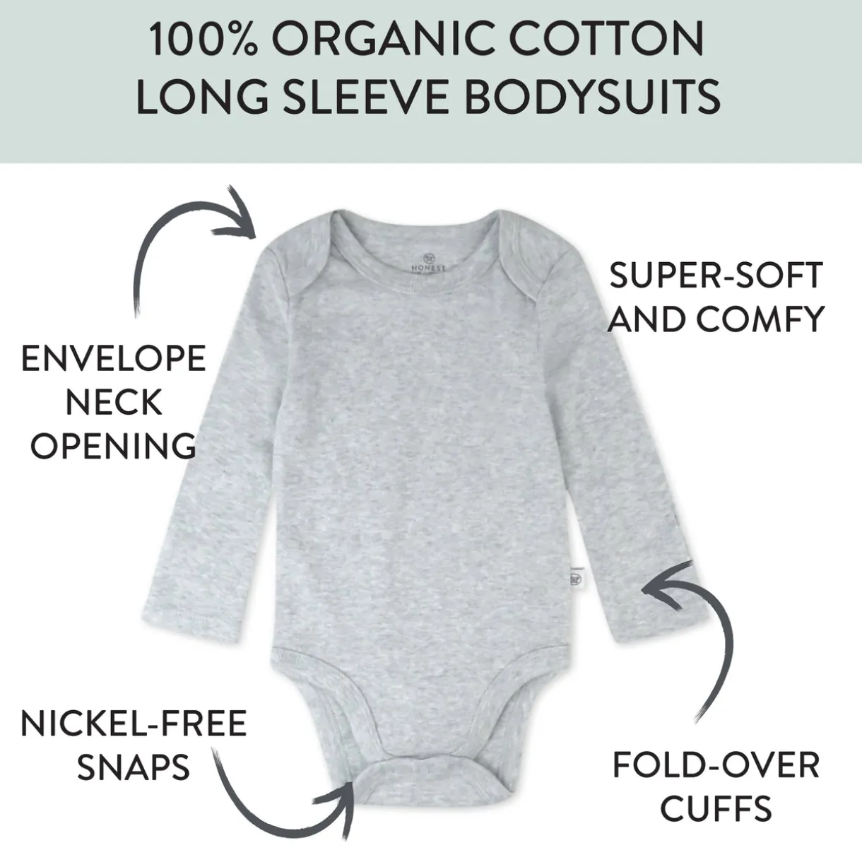 20-Pack Organic Cotton Long Sleeve Bodysuit & Knit Tri-fold Burp Cloth Bundle
