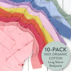 20-Pack Organic Cotton Long Sleeve Bodysuit & Knit Tri-fold Burp Cloth Bundle