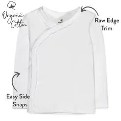 3-Pack Organic Cotton Long Sleeve Side-Snap Kimono Tops