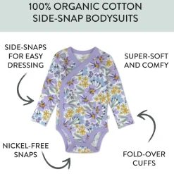3-Pack Organic Cotton Long Sleeve Side-Snap Bodysuits