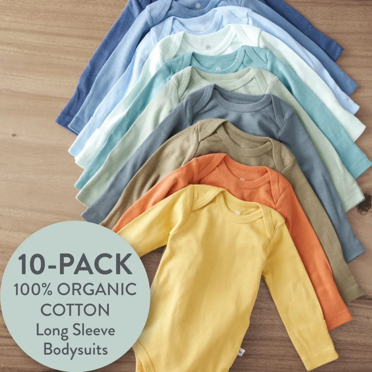 10-Pack Organic Cotton Long Sleeve Bodysuits