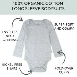 10-Pack Organic Cotton Long Sleeve Bodysuits