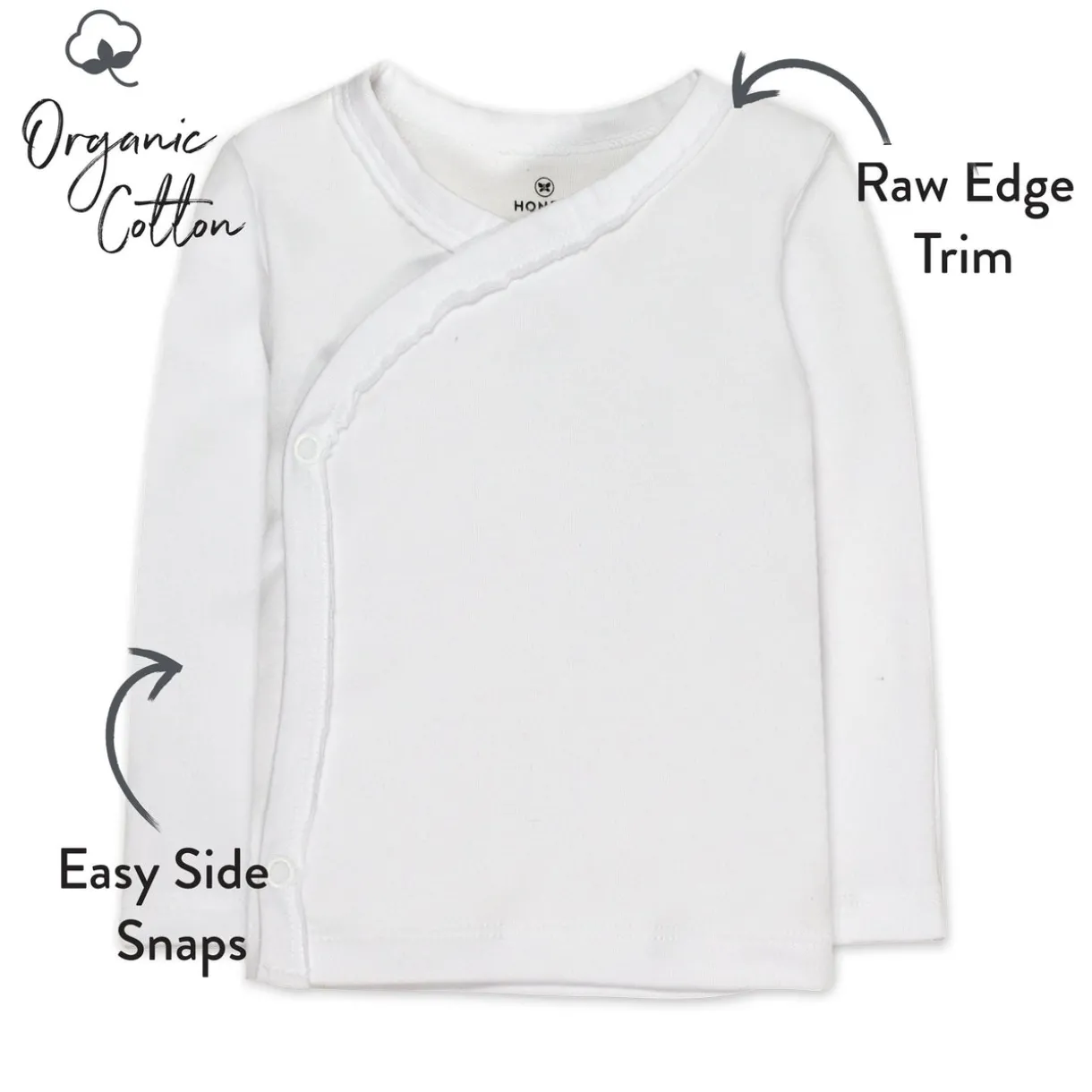 3-Pack Organic Cotton Long Sleeve Side-Snap Side-Snap Tops