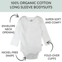 10-Pack Organic Cotton Long Sleeve Bodysuits
