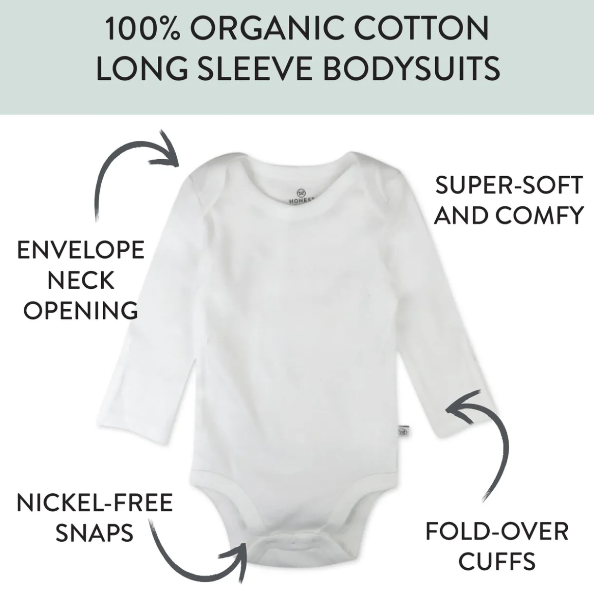 10-Pack Organic Cotton Long Sleeve Bodysuits