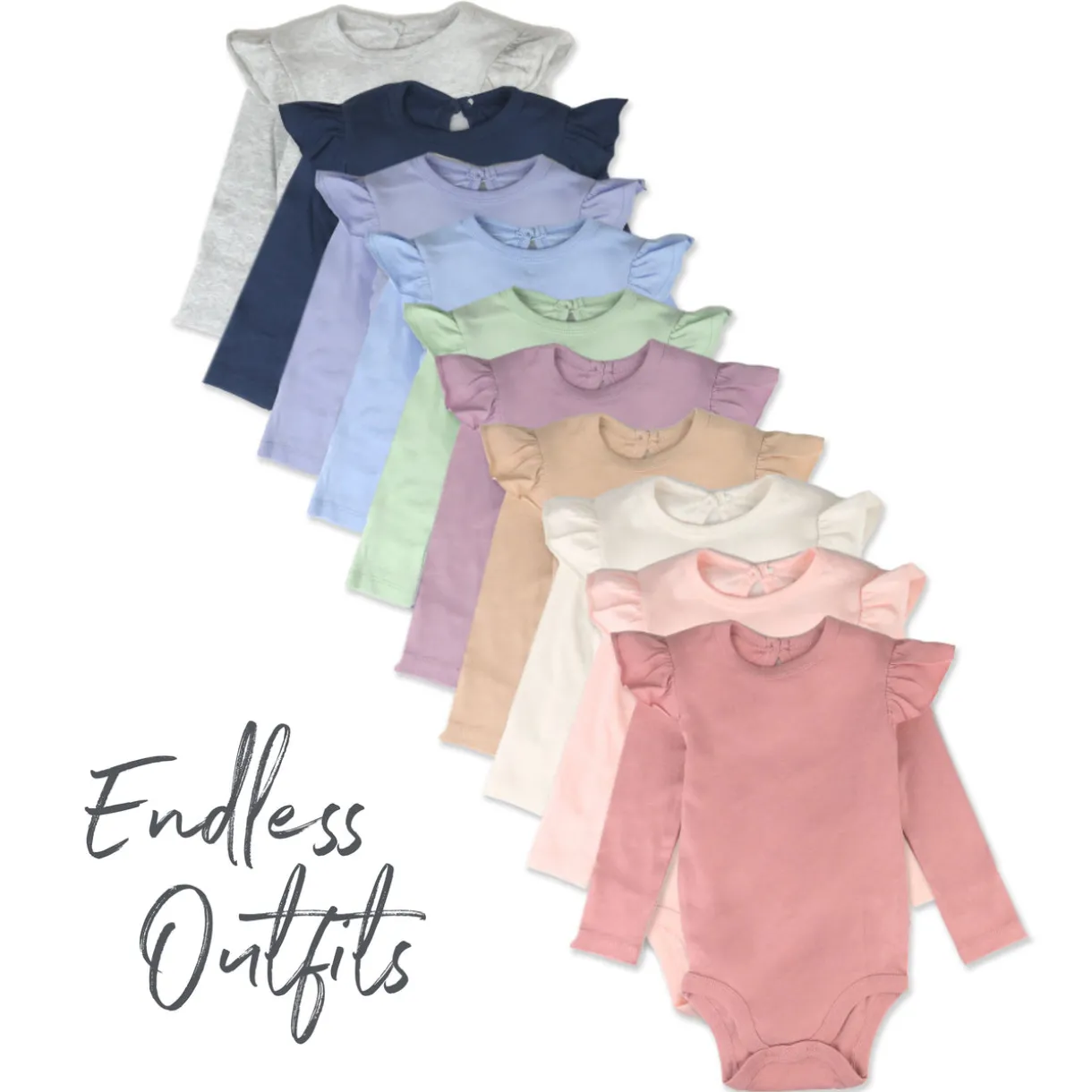 10-Pack Organic Cotton Long Sleeve Bodysuits