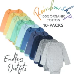 10-Pack Organic Cotton Long Sleeve Bodysuits