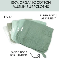 5-Pack Organic Cotton Multi-layer Woven Burp Cloths