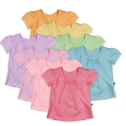 8-Pack Organic Cotton Puff Sleeve T-Shirts