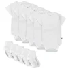 10-Pack Organic Cotton Short Sleeve Bodysuit & Sock Bundle