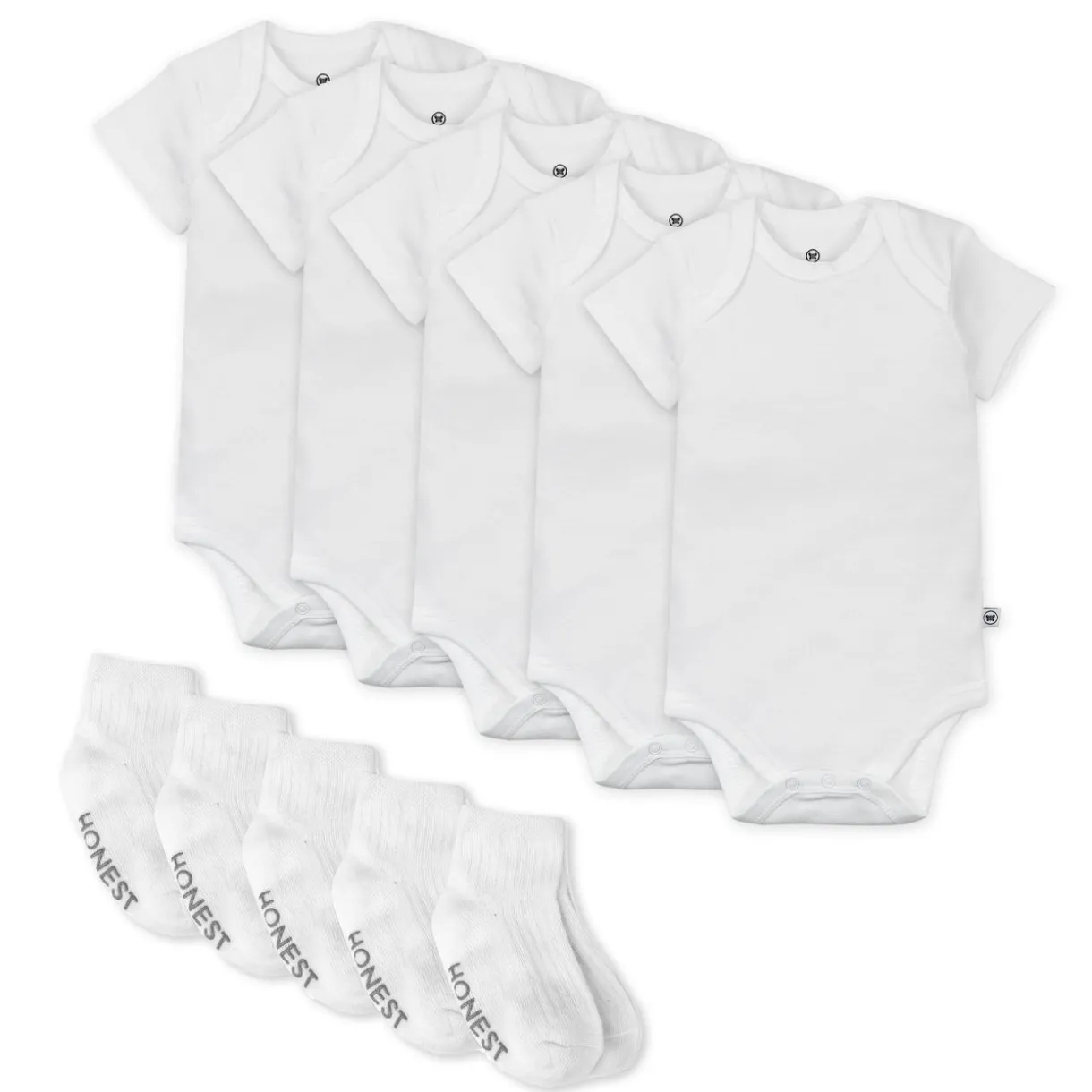 10-Pack Organic Cotton Short Sleeve Bodysuit & Sock Bundle