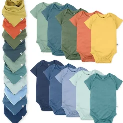 20-Pack Organic Cotton Short Sleeve Bodysuit & Bandana Bib Burp Cloth Bundle