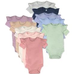 10-Pack Organic Cotton Short Sleeve Bodysuits
