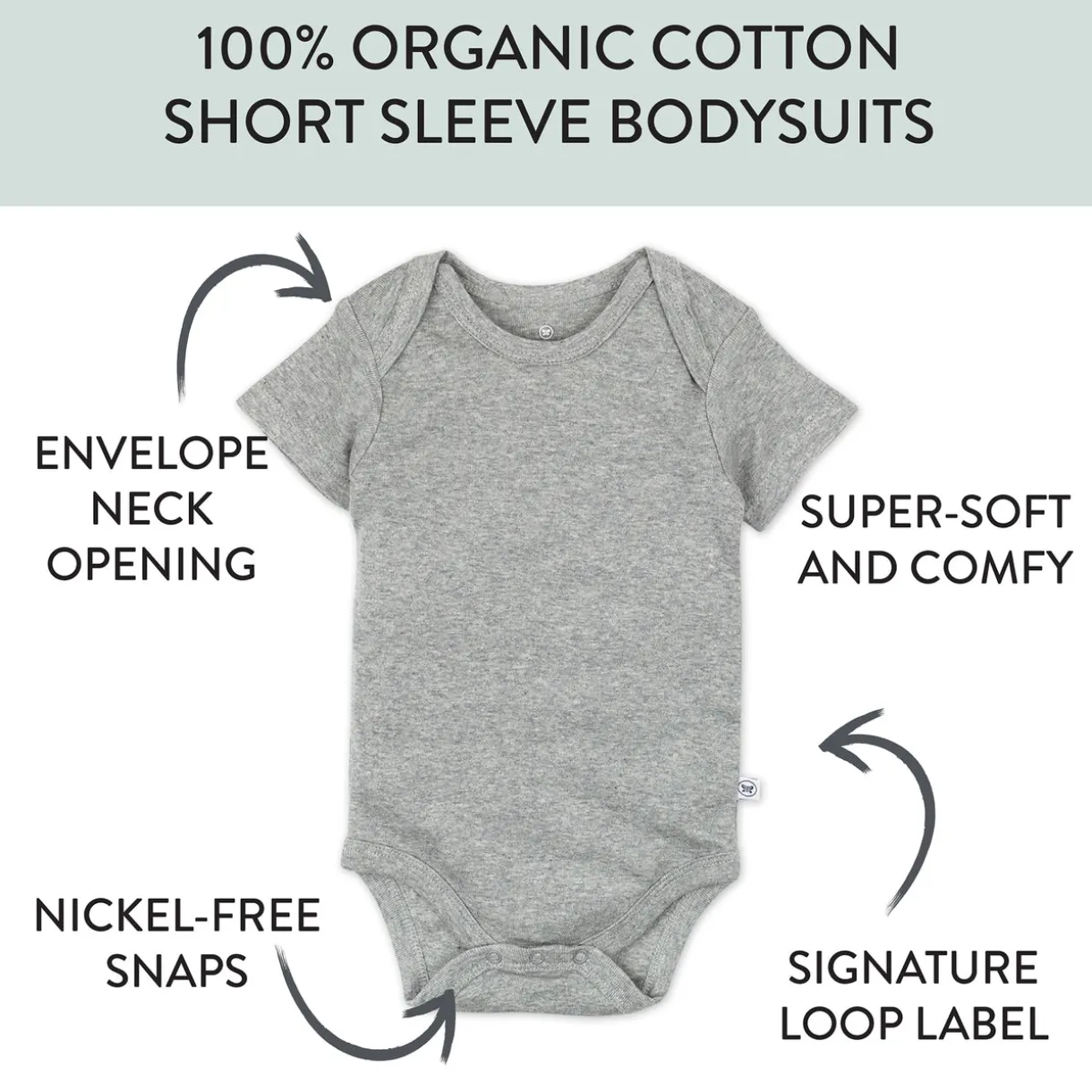 10-Pack Organic Cotton Short Sleeve Bodysuits