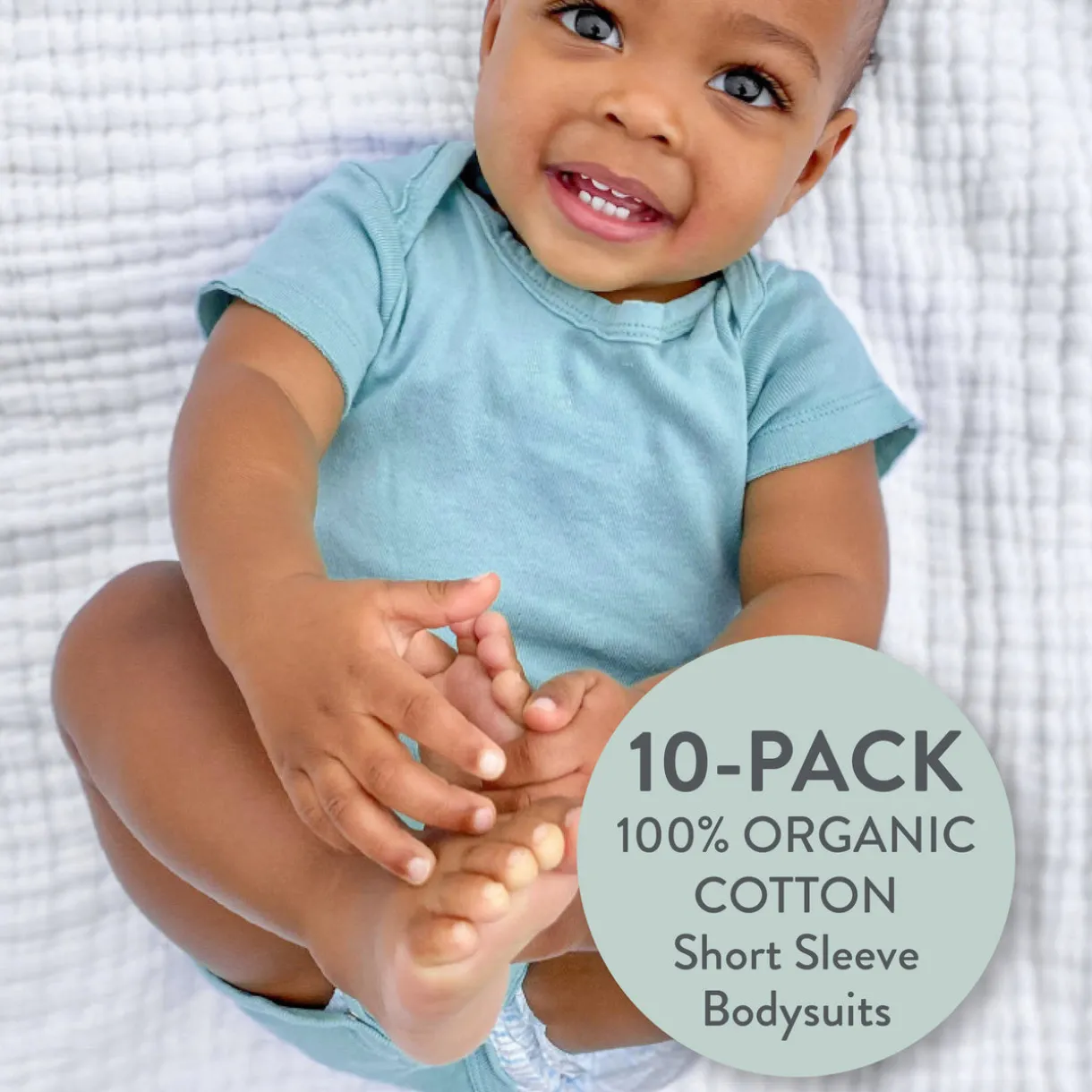 20-Pack Organic Cotton Short Sleeve Bodysuit & Bandana Bib Burp Cloth Bundle