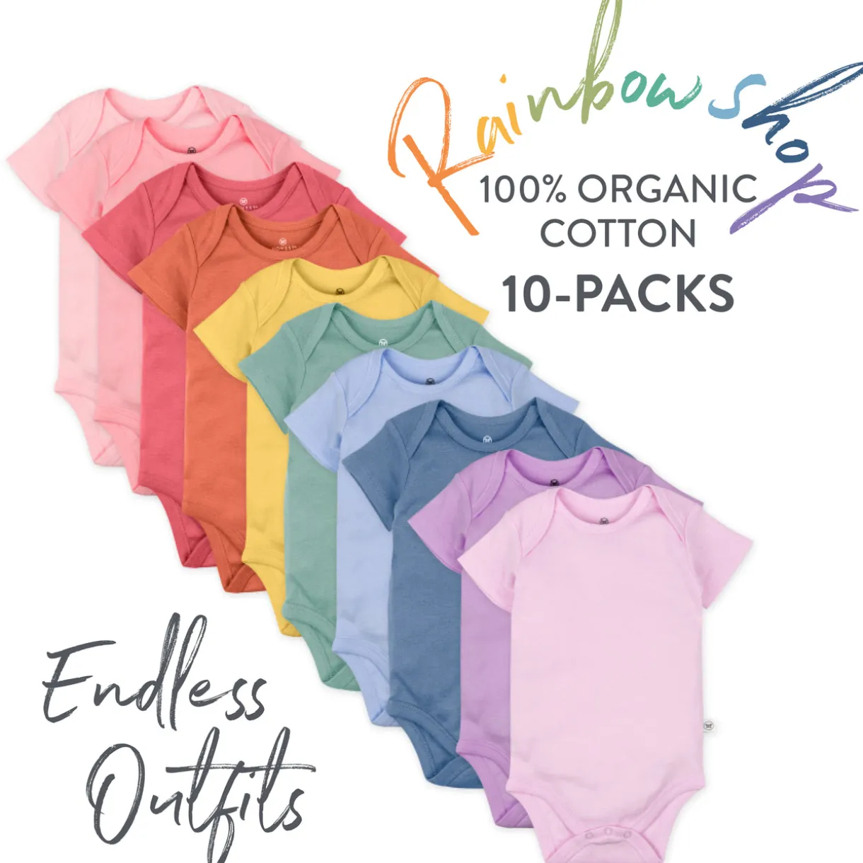 20-Pack Organic Cotton Short Sleeve Bodysuit & Bandana Bib Burp Cloth Bundle
