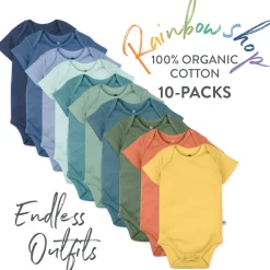 10-Pack Organic Cotton Short Sleeve Bodysuits