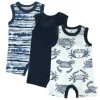 3-Pack Organic Cotton Sleeveless Rompers