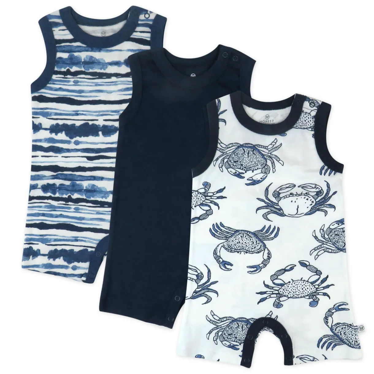 3-Pack Organic Cotton Sleeveless Rompers