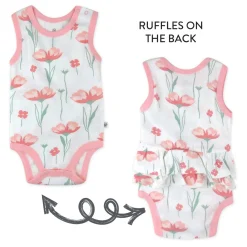 3-Pack Organic Cotton Sleeveless Bodysuit with Ruffles