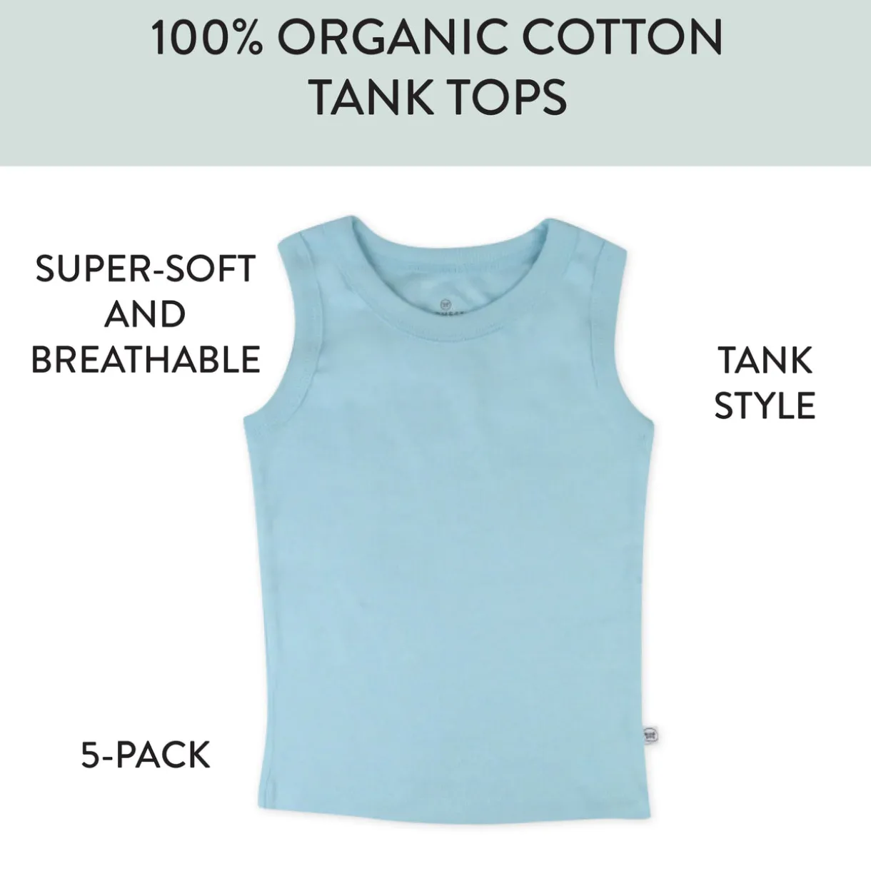 5-Pack Organic Cotton Sleeveless Muscle T-Shirts