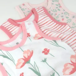 3-Pack Organic Cotton Sleeveless Bodysuit with Ruffles