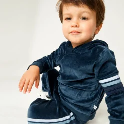 2 Piece Cozy Velour Pop Over Hoodie and Sweatpant Set