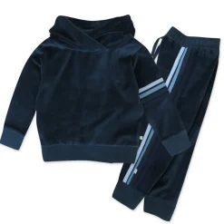 2 Piece Cozy Velour Pop Over Hoodie and Sweatpant Set