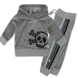 2 Piece Cozy Velour Pop Over Hoodie and Sweatpant Set