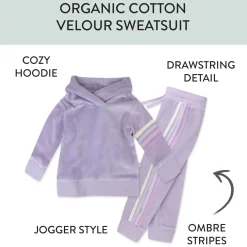 2 Piece Cozy Velour Pop Over Hoodie and Sweatpant Set