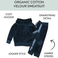 2 Piece Cozy Velour Pop Over Hoodie and Sweatpant Set
