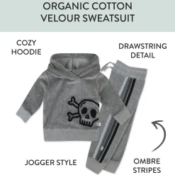 2 Piece Cozy Velour Pop Over Hoodie and Sweatpant Set