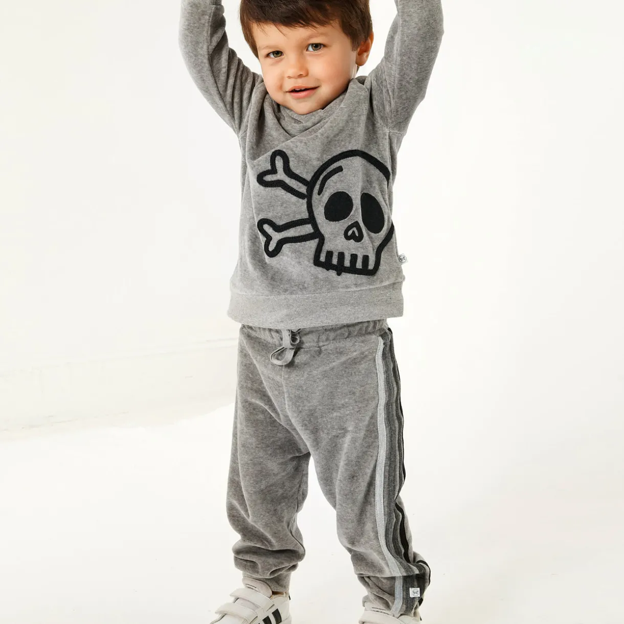 2 Piece Cozy Velour Pop Over Hoodie and Sweatpant Set