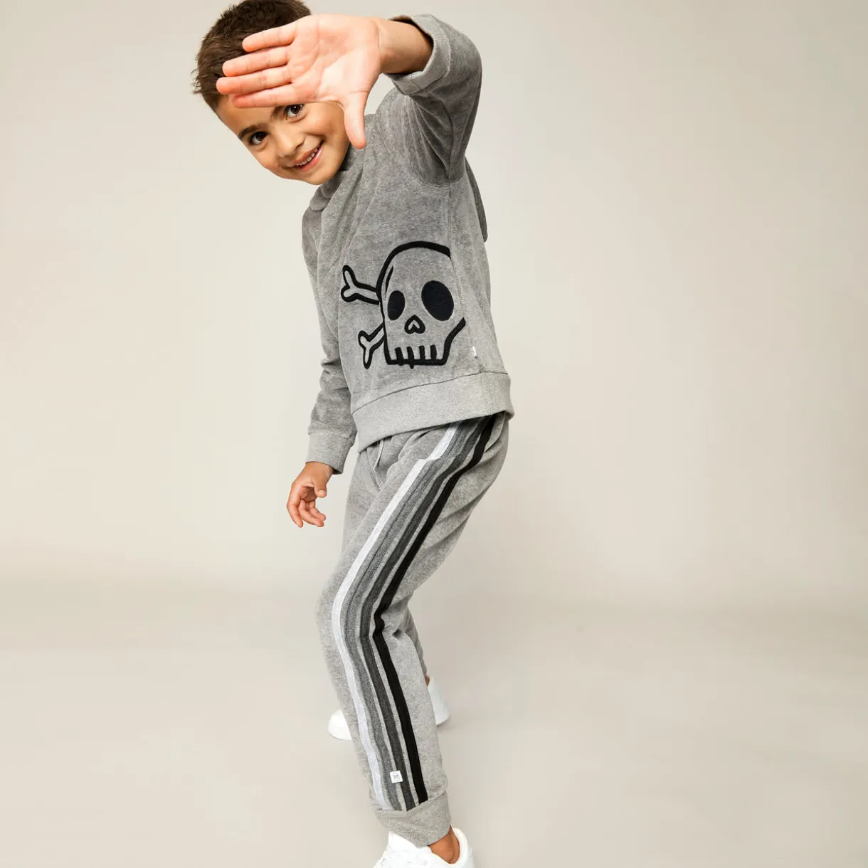 2 Piece Cozy Velour Pop Over Hoodie and Sweatpant Set