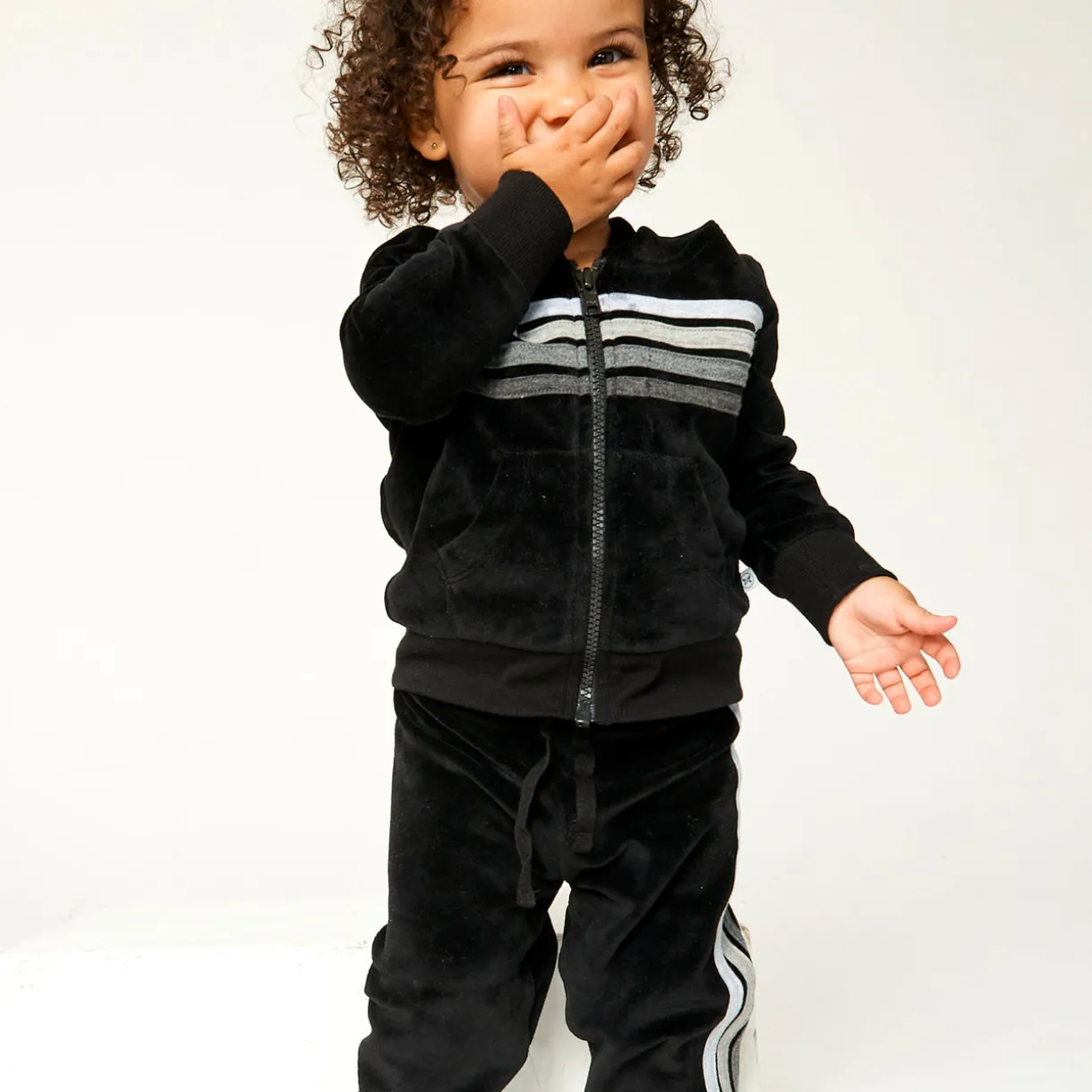 2 Piece Cozy Velour Zip Front Hoodie and Sweatpant Set