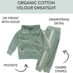 2 Piece Cozy Velour Zip Front Hoodie and Sweatpant Set