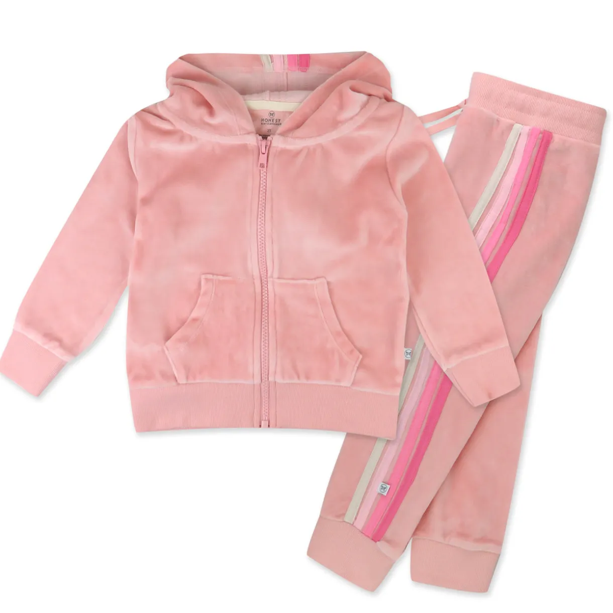 2 Piece Cozy Velour Zip Front Hoodie and Sweatpant Set