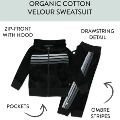 2 Piece Cozy Velour Zip Front Hoodie and Sweatpant Set