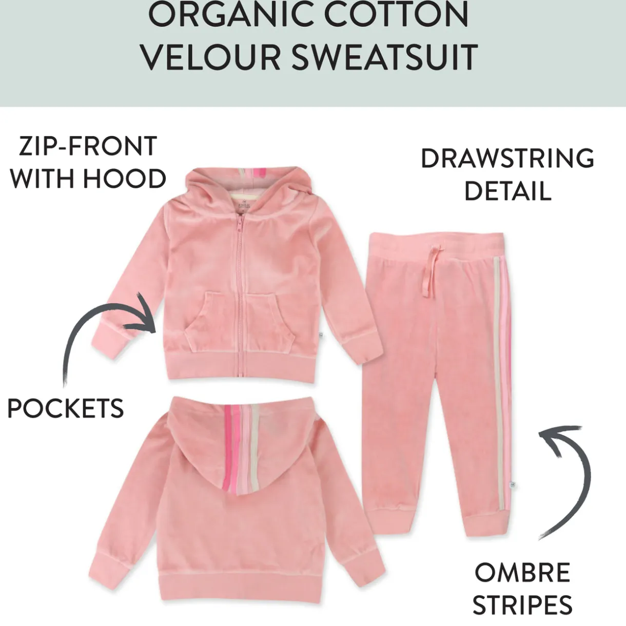 2 Piece Cozy Velour Zip Front Hoodie and Sweatpant Set