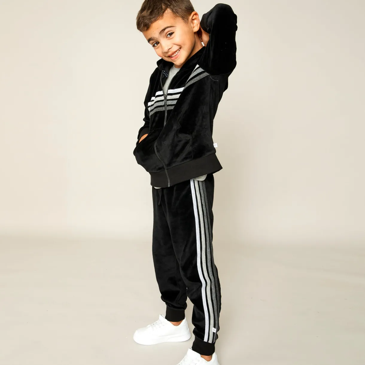 2 Piece Cozy Velour Zip Front Hoodie and Sweatpant Set