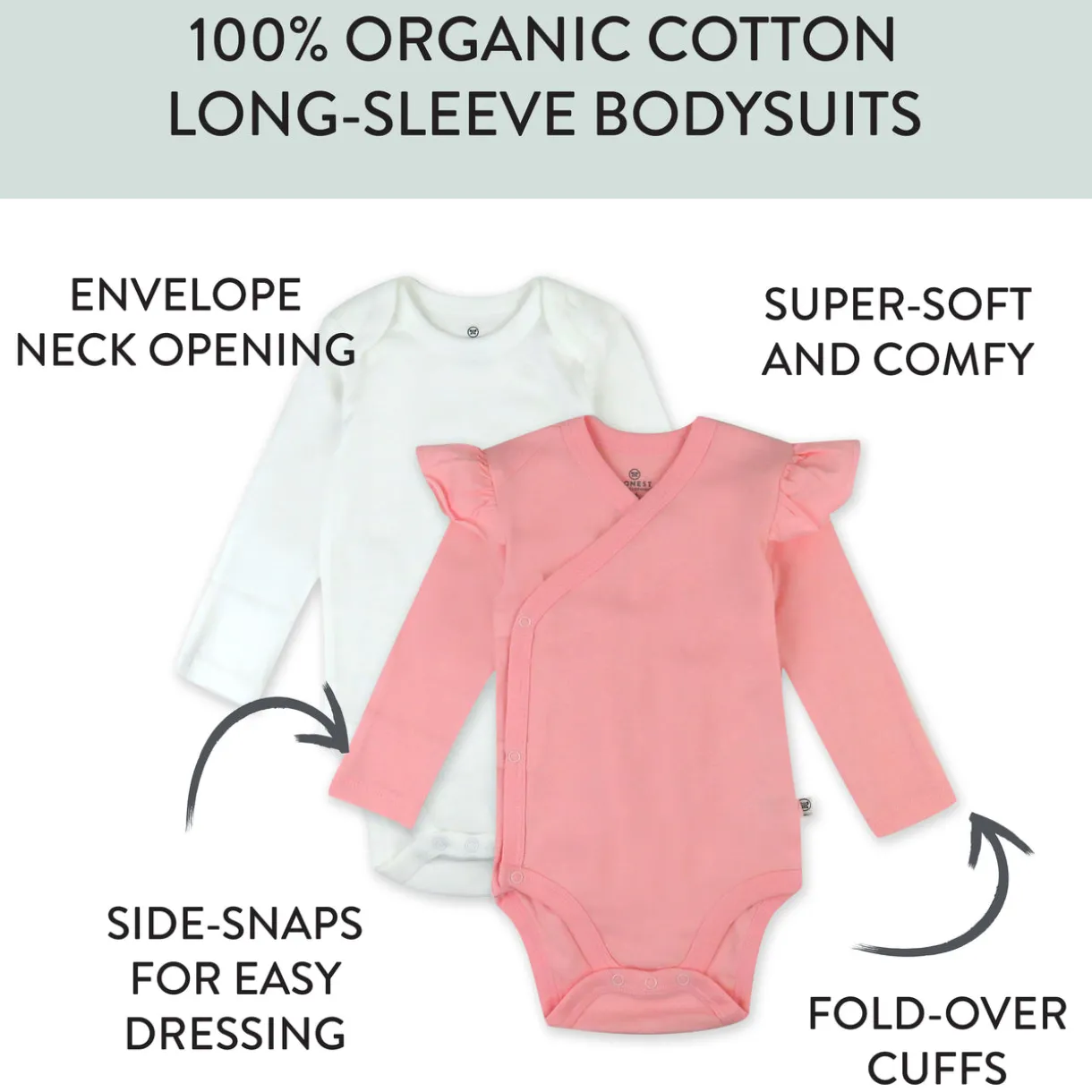 2-Piece Long Sleeve and Ruffle Shoulder Side Snap Bodysuits