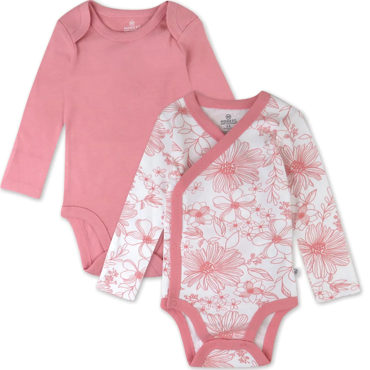2-Piece Long Sleeve Organic Cotton Bodysuit & Side Snap Bodysuit